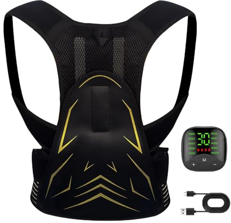 Jenylu EMS Muscle Stimulator, Back Shoulder Massager ABS Trainer, Abdominal Muscle Toner Electronic Workout Home FitnessPosture Corrector for Men and Women, Back Support Brace for Posture