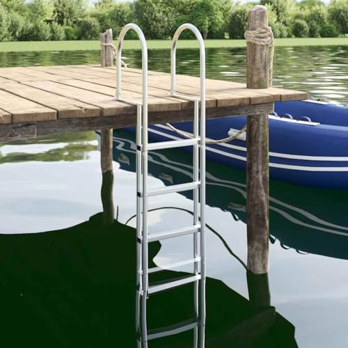 Ordellia Scala telescopica a 5 gradini, in alluminio, 45 x 11,5 x 190 cm, per ponti e impianti, scala telescopica pieghevole, scala per entrata e uscita