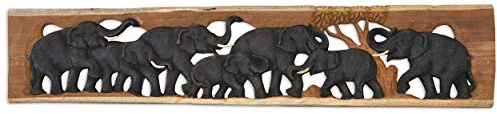Thaiboo Elefanten Wandbild Wandrelief aus Treibholz Afrikadeko Thailand