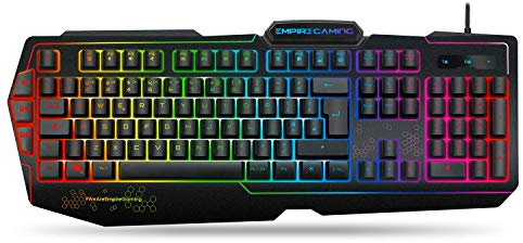 EMPIRE GAMING - K900 Gaming Keyboard QWERTY- 105 Semi-Mechanical Keys -9-Mode LED RGB backlighting, Including 1 Customisable Mode - 19 Anti-ghosting Keys Gamer Keyboard