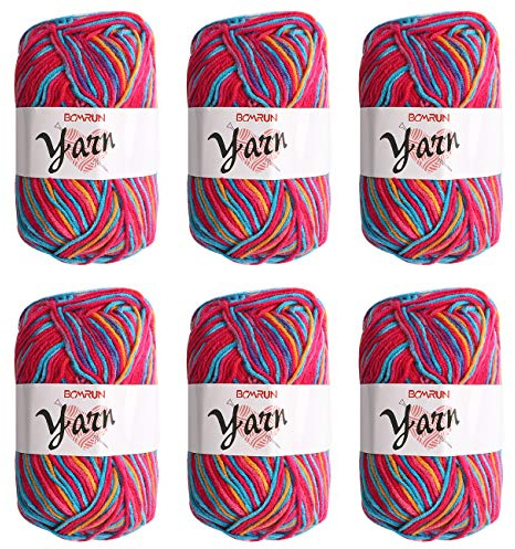Knitting Wool Yarn Scarf Sweater 6x50g Double Knitting Yarn Set for Crochet | Vidillo 300g Cotton and Ball Large Assorted Colors 100% Acrylic Crochet Knitting Assorted Colors - Hot