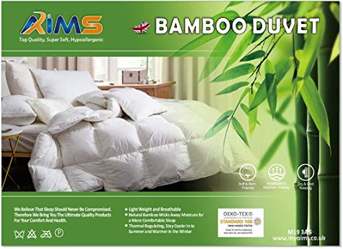 Bamboo KING Organic Cotton 100% Duvet Quilt 13.5 Tog Deluxe Luxury Soft Natural Hypoallergenic, Best Hotel Quality, Super Soft, Warm and Cosy, Anti Allergy, Computer Quilted Self piping