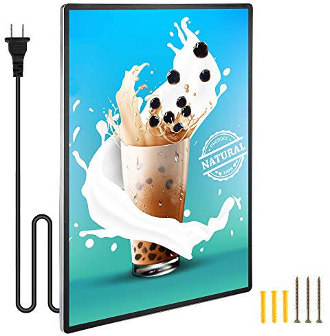 Spolehli Marco para póster LED, caja de luz retroiluminada, soporte para carteles publicitarios, 30 x 40 pulgadas, color plateado, montaje en pared, perfil de aluminio, marco magnético para