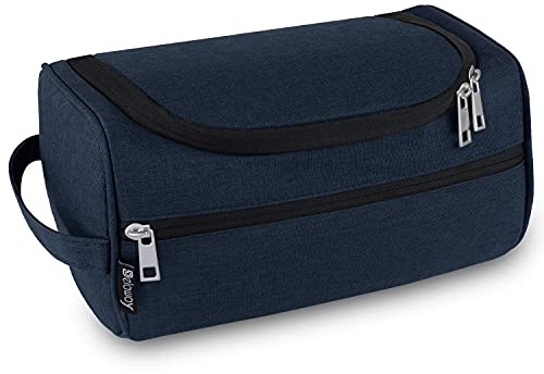 DELAWAY Kulturbeutel Herren & Damen [Design 2026] Kulturtasche zum Aufhängen Männer & Frauen - Waschtasche für Koffer und Handgepäck - Kosmetiktasche mit Kofferhalterung (Dunkelblau)