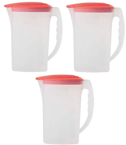 3x Saft Wasser Eistee Kanne Behälter Kühlschrankkrug Multifunktionsbox mit Deckel 2L Kunststoff