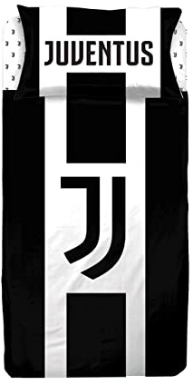 hermet Juventus FC, Lenzuola Letto Singolo, Completo Lenzuolo 1 Piazza, Bianco Nero, Lenzuolo Sopra, Lenzuolo Con Angoli, Federa, 100 Percento Puro Cotone, Prodotto Ufficiale