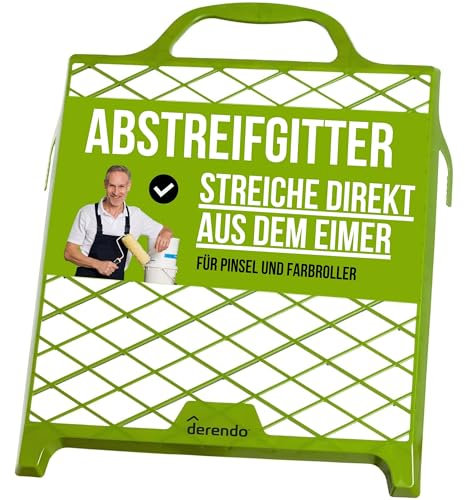 Derendo Abstreifgitter 10 Liter Abstreichgitter für Wandfarbe 29x27cm, Farbgitter Kunststoff Profi Malergitter für herkommliche Farbeimer 1er, 2er und 3er Set (1 Stück)