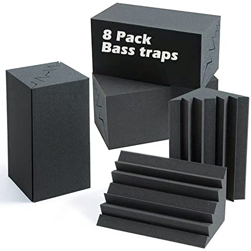 Trappole per basso acustico, confezione da 8, 30,5 x 17,8 x 17,8 cm, schiuma fonoassorbente, schiuma ad alta densità per studio