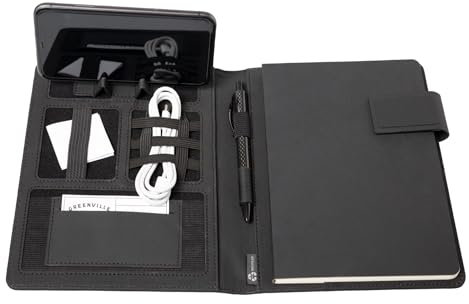 Stop Ocean Plastic 46222 RPET Schreibmappe BELIZE DIN A5, Businessmappe aus PET Nylon und Leder, Dokumentenmappe, Mappe mit Notizblock, Organizer für Büro und Alltag, ca. 22 x 17 x 2 cm, Anthrazit