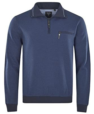 hajo Sweatshirt Langarm mit Reißverschluss Struktur Navy Größe M