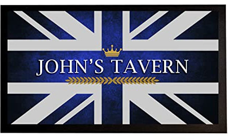 Artylicious Personalisierbare Barläufermatte – Blau Union Jack Grunge Home Bar Läufer Matte Geschenk Bierläufer Matte
