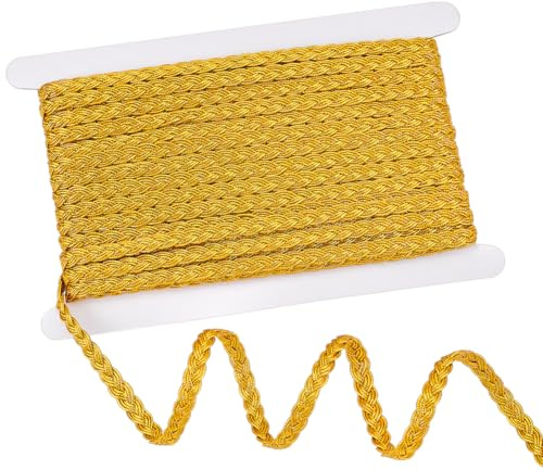 PandaHall 17.5 Yards/16m Filigrane Borte, 8mm Metallgeflecht Spitzenband Dekoratives Stoffband Dunkelgold Wellpappe Zum Nähen von Polstervorhängen Kostüm