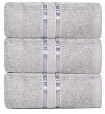 Dewall Maisons Chic Badetuch-Set, 3-teilig, 68,6 x 137,2 cm, 100 % Baumwolle, weich, saugfähig, langlebig, ideal für Premium-Baderlebnis, anspruchsvolle, schnell trocknende Handtücher, Hellgrau