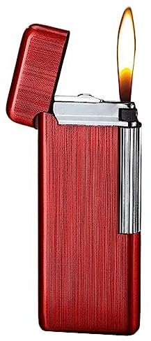 Accendino a sezione sottile Accendini a fiamma morbida gonfiabili a butano, accendino in metallo con accensione a slittamento laterale, accendino a gas da donna con mini striscia lunga con coperchio r