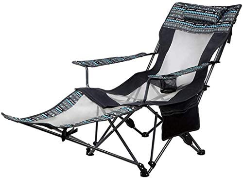 Leichte Sonnenliege aus Metall, Outdoor-Möbel, lässig und tragbar, Klappstuhl für die Mittagspause, Liegestuhl, abnehmbare Beinstütze, hochfestes, atmungsaktives Nylon-Netz (Farbe: Blau) Present