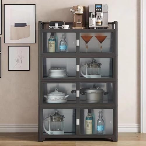 BREZO Küchenschrank aus Aluminiumlegierung, Sideboard Küche, Mikrowellenschrank, Multifunktionale Zusammengebaute Aufbewahrungsschränke Haushalt (Color : C, Size : 50cm-19.6in)