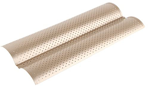 ANKROYU Baguette Bread Pan, Non-Stick French Bread Baking Tray Perforated 2 Strip French Bread Baking Tray Toaster Pan Baguette Baking Tray Ideal for Home Baking