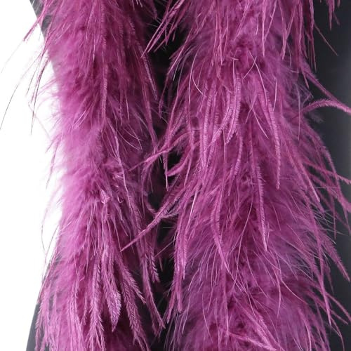 Wambere 1 Stück 2m Federboa Straußwollstreifen Straußenfeder Boas Weihnachtsboa Federschal Federstola Kleideraccessoires für Karneval Halloween Mottoparty Fasching Maskerade Cosplay,Lila