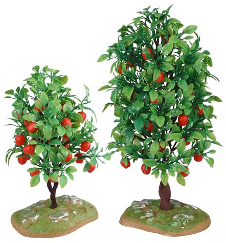 ULDIGI 2stücke Mini Obstbaum Modell Realistische Künstliche Obstbaum Deko Aus Plastik Miniatur Obstbäume Mit Detailgetreuen Ästen Und Früchten Robuste Pflanzenmodelle Für Dioramen Tisch l