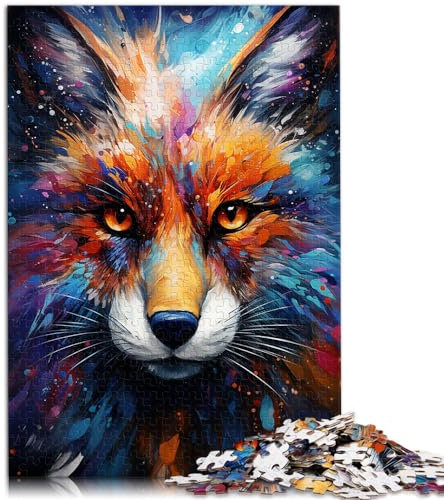 1000-teiliges Puzzle, Bunter Psychedelischer Galaxie-Fuchs, für Erwachsene und Kinder ab 12 Jahren, Holzpuzzle, Denkspiel, Größe: 50 x 75 cm
