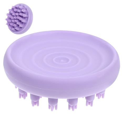 Kopfhautmassagebürste aus Silikon für Haare und Kopfhautpflege Lila | Sanfte Reinigung, Massagefunktion für Haartypen, Runde Form, für Dusche und Shampoo