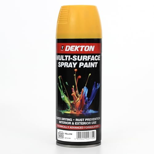 Dekton Quick-Dry Aerosol Spray Paint, Interior And Exterior Usage – Paint Yellow for Metal, Wood, and Plastic |Rust Prevention|Ideal for Fixtures Furniture's Components Projects