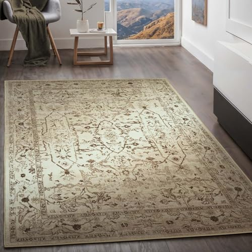 Taracarpet Teppich Kurzflorteppich, Wohnzimmerteppich, Orientteppich aus Polyester n Regenbogenfarben absolut Modern fürs Wohnzimmer Schlafzimmer Kinderzimmer beige 120x170 cm