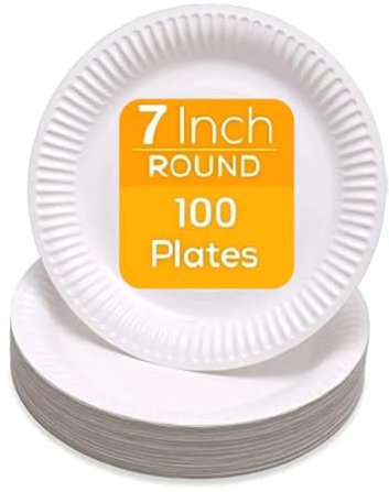 Confezione da 100 piatti di carta usa e getta da 18 cm, piatti di carta usa e getta, per cibi caldi e freddi, utilizzati per feste di compleanno, feste di Natale, snack, torte, pasta, pizza, panini