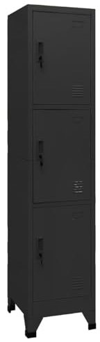 Xichuzi Schließfachschrank, Wertfachschrank, Fächerschrank, Schließfachschrank, Spinte Schrank, Schließfach, Aufbewahrungsschrã¤nke, Schwarz 38x45x180 cm Stahl