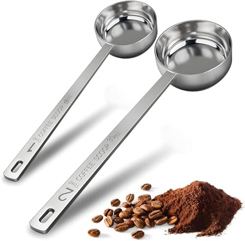 2 Stück Kaffeelöffel Portionierer Kaffee Löffel Esslöffel Kaffee Schaufel, Kaffee Messlöffel, Langer Griff Kaffee Messlöffel Löffel für Gemahlenen Kaffee, Loser Tee, Milch Brewin und Pulver (15ML)