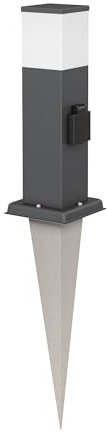 ledscom.de Borne d'éclairage POLLY avec piquet de terre pour l'extérieur, 35cm, anthracite, prise de courant, ampoule G9 incluse, 596lm, blanc