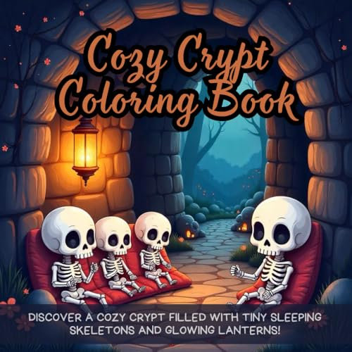 Cozy Crypt Coloring Book: cute spooky coloring book for adults, gothic coloring book for kids, halloween cozy coloring book, aesthetic skeleton ... coloring book, dark fantasy coloring book