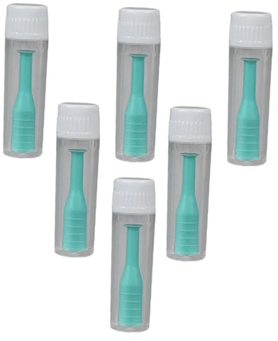 SOPOTUTU Insertador de Lentes de Contacto y Removedor de Ventosa 6 Piezas con Botella, Herramienta de Silicona Antideslizante, Portátil para Cuidado Ocular Diario y Viajes, Apto