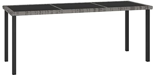 LVHUIDEH Garten-Esstisch Grau 180x70x73 cm Poly Rattan