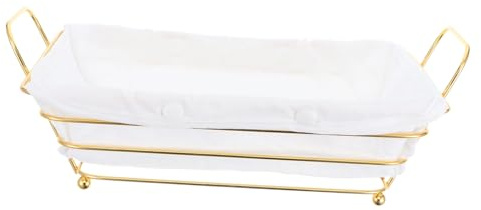 TOPBATHY Rectangular Gold Wire Basket, Iron Storage Organiser with Large Capacity, Elegant Minimalist Metal Bread and Fruit Display Basket for Home Kitchen Cabinets