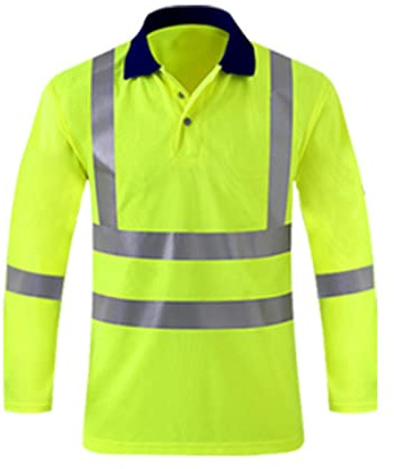 Warnschutz T-Shirt Herren Warnweste Reflektierend Schnell Trocknend Shirt Atmungsaktiv Leicht Langarmshirt Wicking Langarm Arbeitskleidung Sichtbarkeit Hemden (002 Gelb, L)