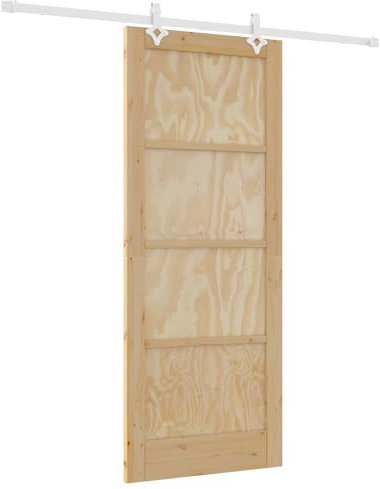 Porta Scorrevole vidaXL con Set Hardware 83x202 cm Legno di Pino Massiccio