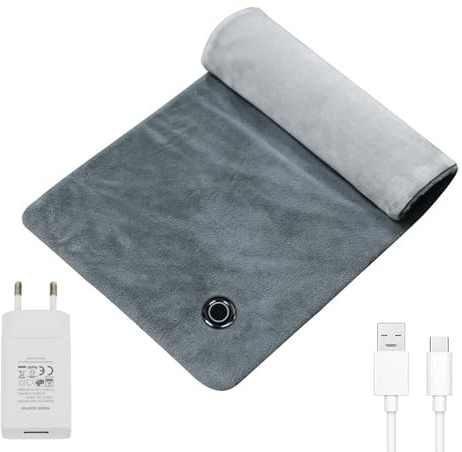 Elektrisches Heizkissen USB Handwärmer Wärmekissen Winter Körper-,Hand-,Fuß- Wärmerbeutel, Bettwärmer mit 3 Temperaturstufen, auch für Rücken, Schulter, Bauch, Taillen (Grau(verbesserte Version))