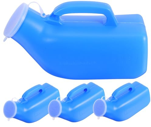 Beaupretty 4 pezzi Orinatoio Portatile Uomo Plastica con Scala Graduata Urinale Maschile Ergonomico Antigoccia con Adatto per Anziani Campeggio Auto e Emergenze Colore Blu Riutilizzabile