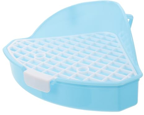 Toddmomy Triangulär Kanin Litterlåda i Hållbar med Avtagbara Galler Smådjurs Toalett för Kaniner och Gnagare Enkel Rengöring och Minimalistisk Design i Blått Husdjurs Potty Trainer