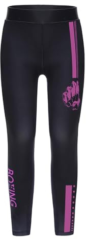 Eandarui Kinder Junge Kickboxhose High Waist Kickboxen Hose Lang Kampfsporthose Eastisch BJJ Kickboxing Violett 122-128