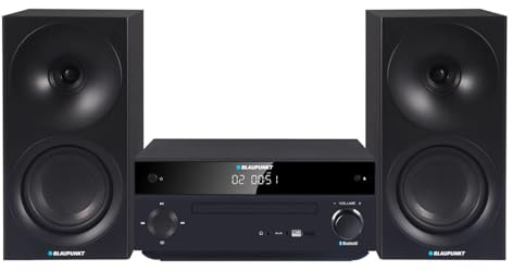 Blaupunkt MS30.02BT Microcadena estéreo Bluetooth HDMI ARC | Óptico USB AUX Radio FM CD 150 W RMS Reloj Despertador Mando a Distancia Altavoces Bass Reflex (Negro)