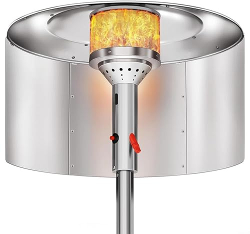 babominimer Hotte réflecteur améliorée pour chauffage de terrasse 83 x 38 cm pour chauffages ronds au gaz naturel et au propane, panneau de focalisation de la chaleur réglable avec fixation sécurisée