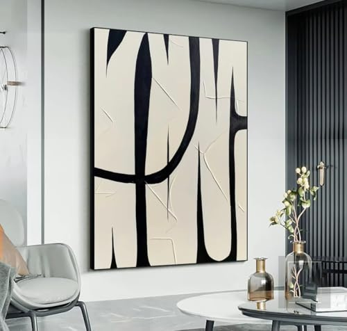 Tableau abstrait sur toile pour chambre à coucher, grand format, noir et blanc, encadré, art abstrait, décoration moderne 31x38cm(12x15in)