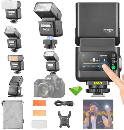 Godox IT32 TTL Flash + X5N pour appareils Photo Nikon, Flash Cobra à écran Tactile, sans Fil 2,4 GHz, Guide-Fil 18, Temps de Recyclage 1,5 s, Interface magnétique