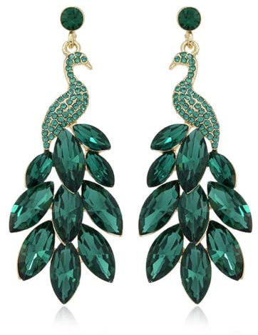 Vintage Pfau Dangle Ohrringe für Frauen, Pfau Quasten Ohrringe, Kristall Boho Wasserfall Perlen Fransen Tropfen Ohrring, übertrieben Geburtstag Urlaub Schmuck Geschenke