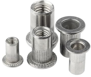 Edelstahl-Flachkopf-Blindnietmuttern, Nietmuttern M3-M10 aus Edelstahl 304, silbergrau, Packung mit 5-50 Stück(M3 x 20picecs)