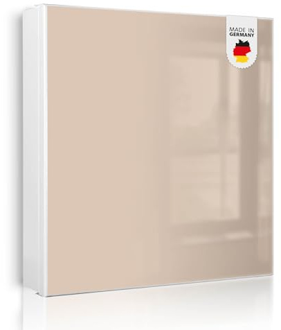 banjado Großer Schlüsselkasten Metall - Schlüsselbox 30x30cm beschreibbarer mit 32 Haken - Schlüsselkasten modern für Schlüsselaufbewahrung - Korpus Weiß Scharnier Rechts - Farbe Taupe