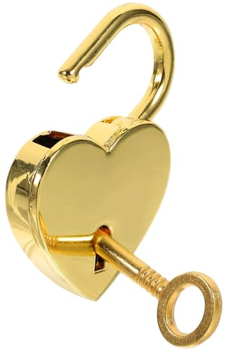 Uonlytech Cadenas à Clé en Métal Forme Cœur Dorado Petit Cadenas pour Bagages et Boîtes à Bijoux Sécurisé avec Clé pour Paquet à Dos et Coffrets Présent Couple