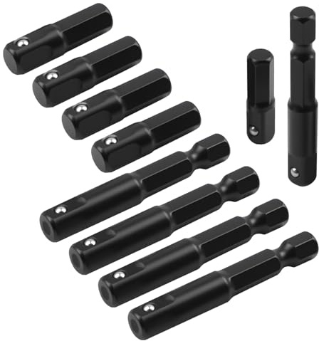 10 adaptadores de llave de vaso hexagonal de 1/4 a 1/4, adaptador de broca hexagonal a llave de vaso cuadrada, adaptador de llave de impacto, repuesto para herramientas eléctricas, apto para